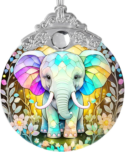Stained Glass Suncatcher, Jocidea Elephant Ornament, Christmas Ornaments, Holidays Ornaments, Christmas Tree Decor, Elephant Decor for Home, Elephant Gifts