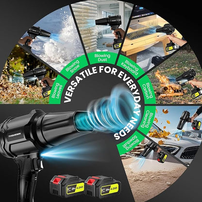 Cordless Leaf Blower, 980,000 RPM Handheld Leaf Blower with 2 X 4.0Ah Batteries & Charger, Lightweight Leaf Blowers for Patio Cleaning, Lawn Care, Leaves, Dust