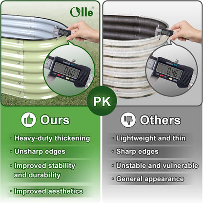 Olle Galvanized Raised Garden Bed Elevated Raised Garden Bed Metal 17" Tall 12-in-1 Grow Herbs and Vegetables Home Garden for Outdoor Backyard, Sage Green 17" Tall