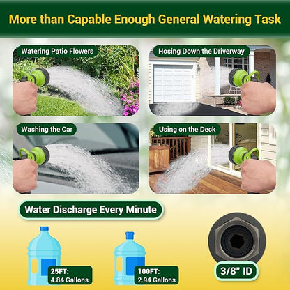 Garden Hose - Water Hose 100 FT with Swivel Handle, Flexible, Heavy Duty, No Kink, Lightweight Metal Hose for Outdoor, Yard, 304 Stainless Steel