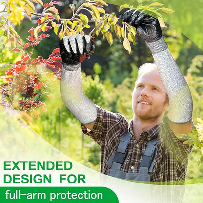 Evridwear Long Gardening Gloves Cut Resistant Sleeves with Anti-slip Nitrile Coated Palm for Gardening and Landscaping