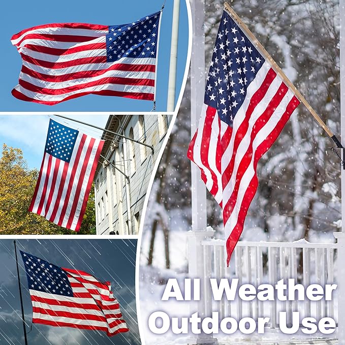 American Flag 8x12 FT TearProof Series, Heavy Duty Tough Spun Polyester USA Flags High Wind for Outside Outdoor with Durable Embroidered Stars Sewn Stripes 4 Brass Grommets