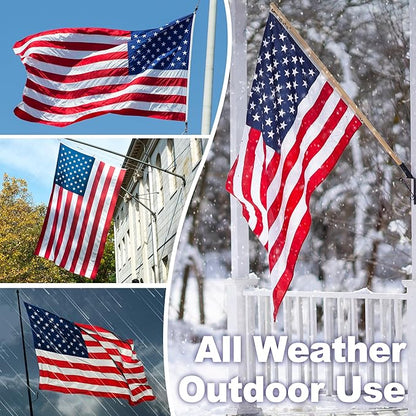 American Flag 8x12 FT TearProof Series, Heavy Duty Tough Spun Polyester USA Flags High Wind for Outside Outdoor with Durable Embroidered Stars Sewn Stripes 4 Brass Grommets