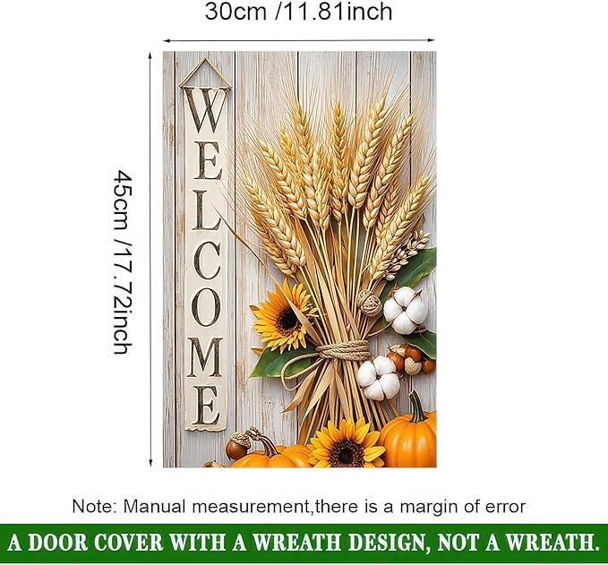 Thanksgiving Fall Garden Flag 12x18 Inch Welcome Wheat Sunflower Cotton Flag Double Sided Rustic Autumn Yard Banner for Porch Lawn Patio Seasonal Decor