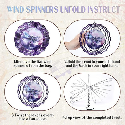 Dragonfly Wind Chime Outdoor - Metal Windchime with Spinners Dragonflies Gifts for Women Garden Patio Yard Home Decor Outside Indoor Hanging Decorative Christmas Thanksgiving Birthday Gift