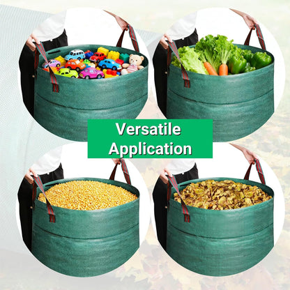 4 Pack 72 Gallons Reusable Yard Waste Bag, 4 Pack Upright Lawn Bags with 4 Handles, Lawn Leaf Bag, Heavy Duty Garden Bags, Large Leaf Containers for Gardening Debris, Waste Collection