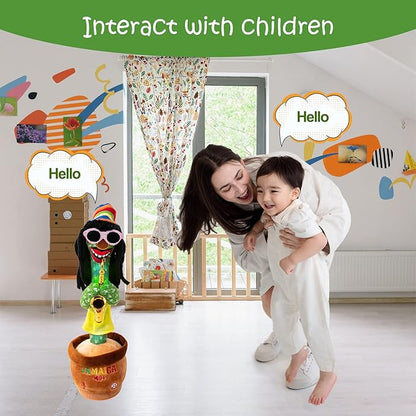 MIAODAM Dancing Cactus, Talking Plush Toy with Funny Style 270 Degree Rotation for for Baby Boys and Girls, Singing Baby Toy Repeats What You Say Colorful Glowing Singing Cactus Toy
