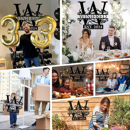 Custom Metal Signs | Last Name Sign | Split Letter Monogram Wall Decor | Custom Outdoor Signs | Personalized Wedding Gift | Housewarming Couples Gift | Outdoor Metal Sign | Metal Art