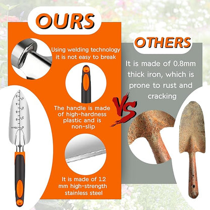 WNJ Garden Tool Set, 14PCS Complete Set of Heavy-Duty Stainless Steel Gardening Hand Tools with Stylish and Durable Tool Bag and Non-Slip Rubber Grips, Ideal Gardening Kit Gift for Women and Men