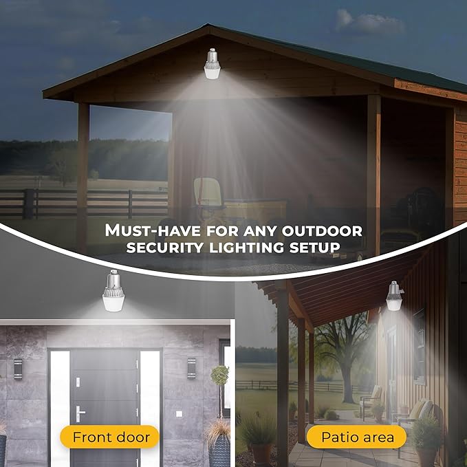 Touch & Glow Security Area Light - Outdoor Light Fixture - Dusk to Dawn Fluorescent Fixture for Patio, Driveway, Porch - Ultra Bright Security Light with Photocell - Wall Mount (Silver) - EZ-FLA