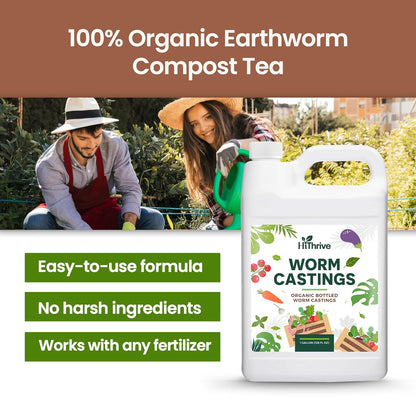 1 Gallon Worm Castings for Plants - Makes 256 Gallons of Earthworm Castings Compost Tea, Liquid Worm Casting – Nutrient-Rich Organic Compost Worms for Healthier Soil & Vibrant Plant Growth