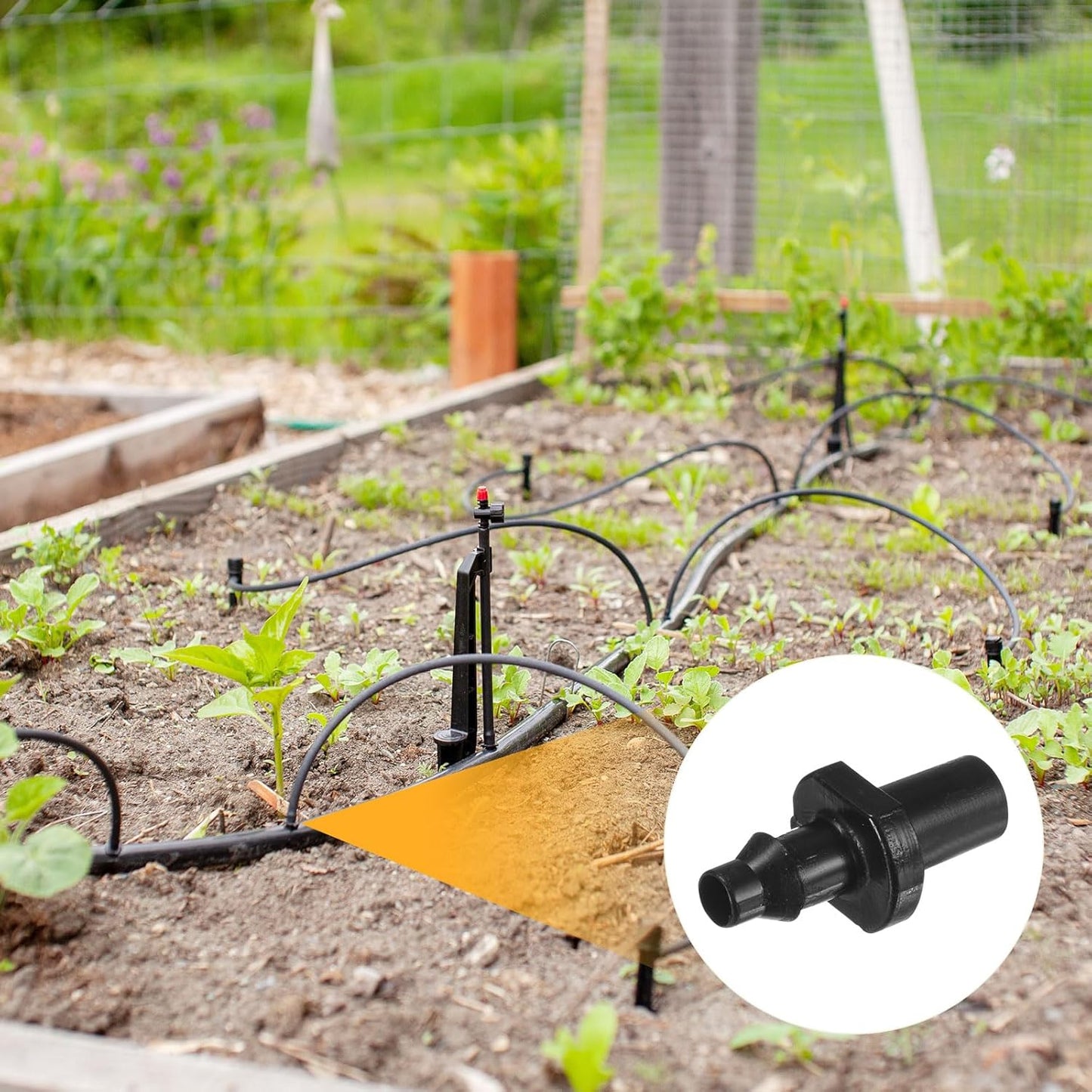 25-Pack Drip Irrigation Barbed Fittings, for 1/4 Inch Tubing Flat Connector Plastic Coupling Irrigation Parts for Garden/Greenhouse/Aquarium/Flower Pot, Drip Pipe Accessories