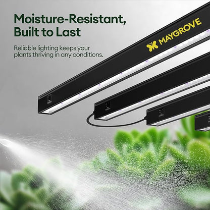 Plant Grow Lights 1FT, Blue-Rich Full Spectrum 5000K, 28W(4 x 7W), T5 LED Grow Light Strips for Indoor Plants and Succulents, High PPFD, Linkable, Black, 4-Pack