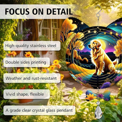 Golden Retriever Dog Ears Wind Spinner, Golden Retriever Wind Spinner Hanging for Yard and Garden