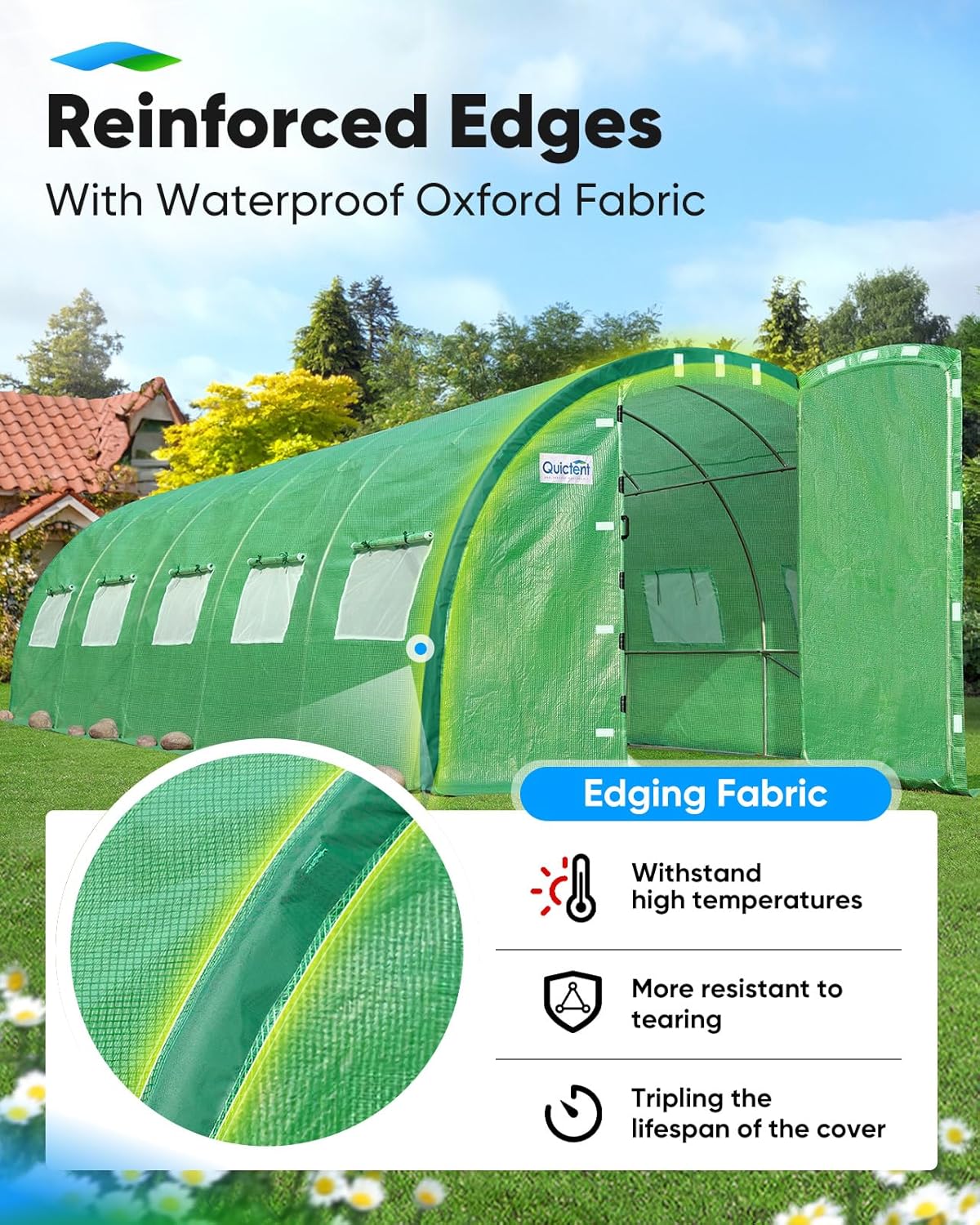 Quictent Premium Greenhouse Swing Door Large Walk-in Green Houses for Outdoors, Upgraded Tunnel Hoop House Frame and Cover for Outside Garden Plant, 2 Swing Door 10 Screen Window, 25x10x6.6 FT, Green