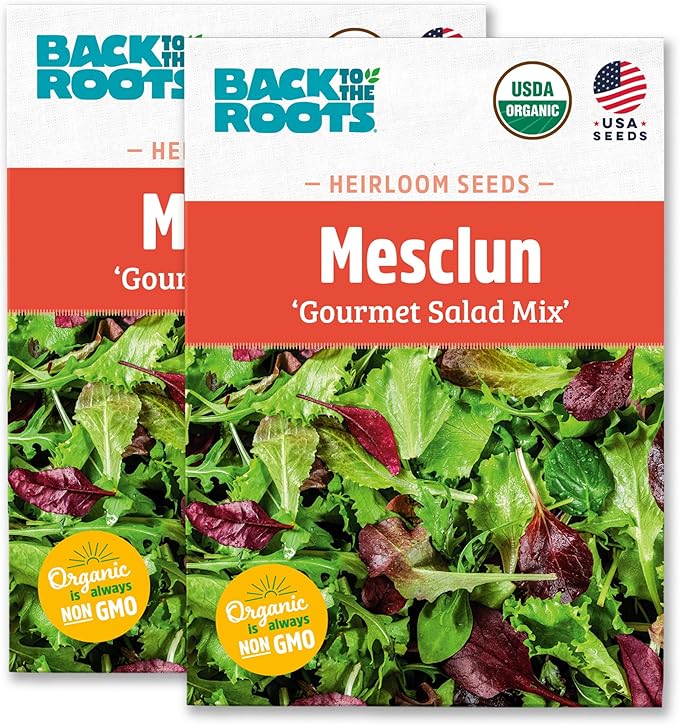 Back to The Roots 100% Organic Heirloom Seeds - Mesclun Young Salad Greens Mix Value Pack (840mg Total)