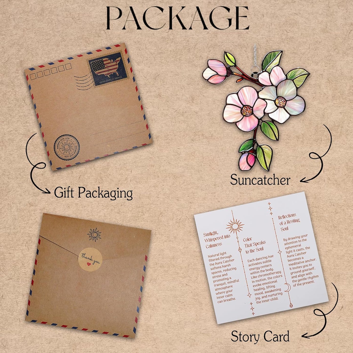 Magnolia Flower Acrylic Suncatcher Stained Glass Effect Window Car Hanging Christmas Ornament Indoor Outdoor Decor Garden Sun Catcher Panel Gifts for Flower Lover for Women Mom Grandma