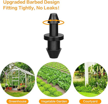 1/4" Drip Irrigation End Plug Fittings, 60 Pieces Drip Barbed End Cap Connectors for 1/4 Inch Irrigation Tubing, Drip Line Goof Plugs for Garden Lawn Systems