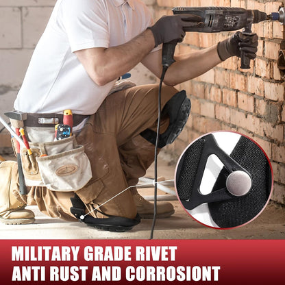 Professional Knee Pads for Work Construction with Heavy Duty Cap Foam Padding Gel Cushion Knee Pads for Men, Comfortable Adjustable Strong Strap, Military Grade Rivet for Flooring Gardening
