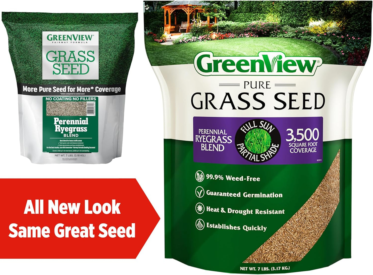 GreenView Pure Grass Seed Perennial Ryegrass Blend, 7 lb. Bag – Covers up to 3,500 sq. ft.
