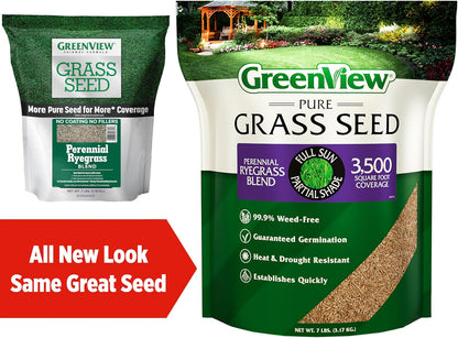 GreenView Pure Grass Seed Perennial Ryegrass Blend, 7 lb. Bag – Covers up to 3,500 sq. ft.
