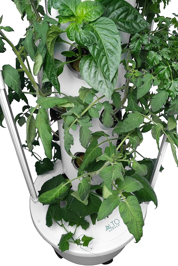 GX Hydroponic Tower | Vertical Planter Tower | Hydroponics Growing System Kit | Food Grade with 24 Net Pots (with LED Grow Lights)