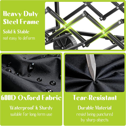 Wagons Carts Foldable, Collapsible Wagon with Wheels, Folding Wagons carts for Camp Sports Garden, Portable Utility Outdoor Wagon with 360lbs, Garden Cart for Groceries, Two Cup Holder, Black