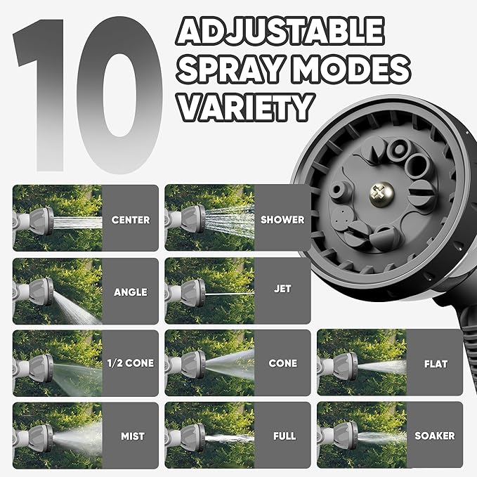 SILVEL Retractable Garden Hose Reel – 5/8 in x 110FT Heavy Duty Automatic Hose Reel Wall Mounted, Upgraded UV Resistant with 10 Pattern Nozzle, Any Length Lock & Slow Return System, 180°Swivel Bracket