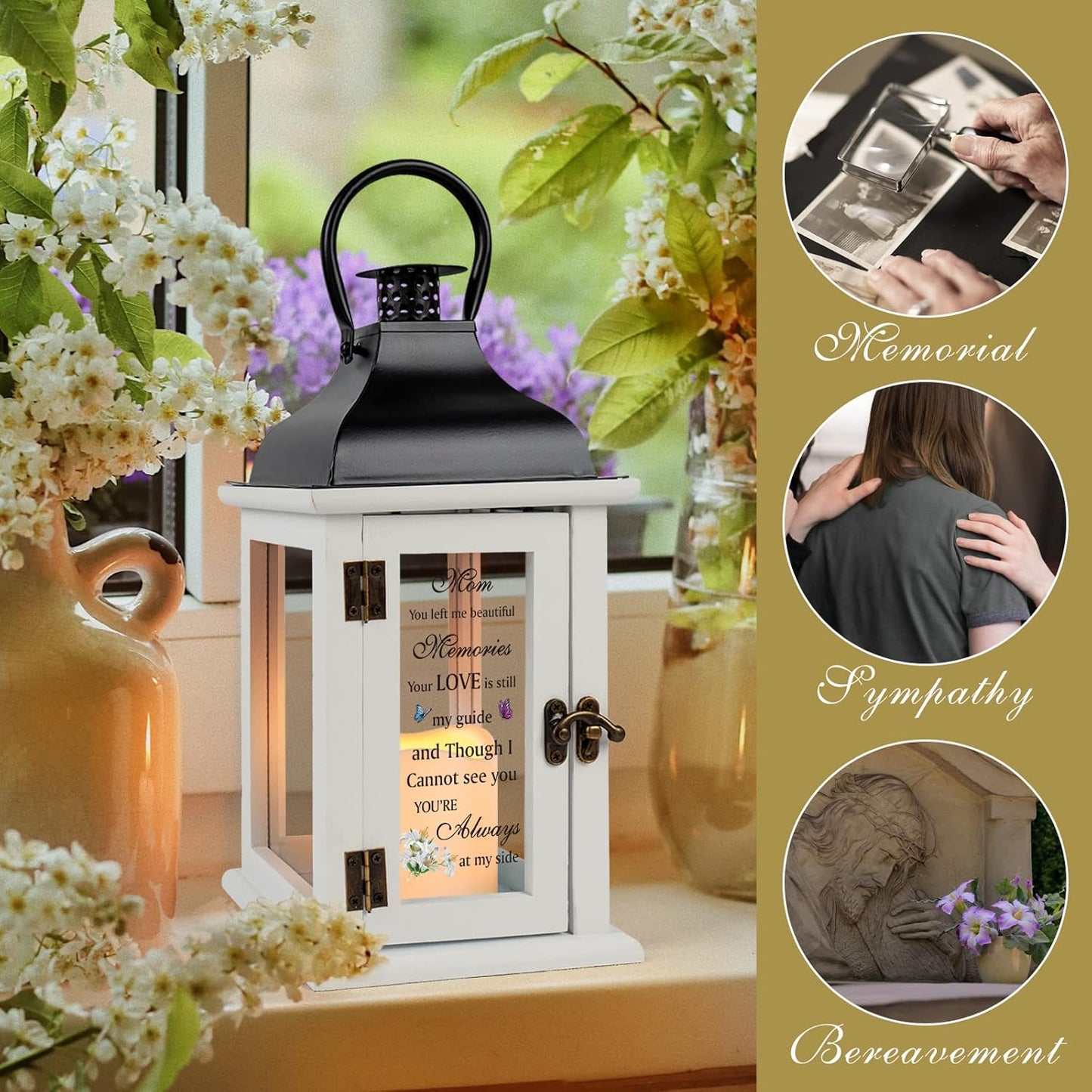 Memorial Lantern - Bereavement Sympathy Gifts for Loss of Mother Memorial Gifts for Loss of Mother Thoughtful Funeral Gifts for Loss of Mother Remembrance Gifts for Loss of Loved One