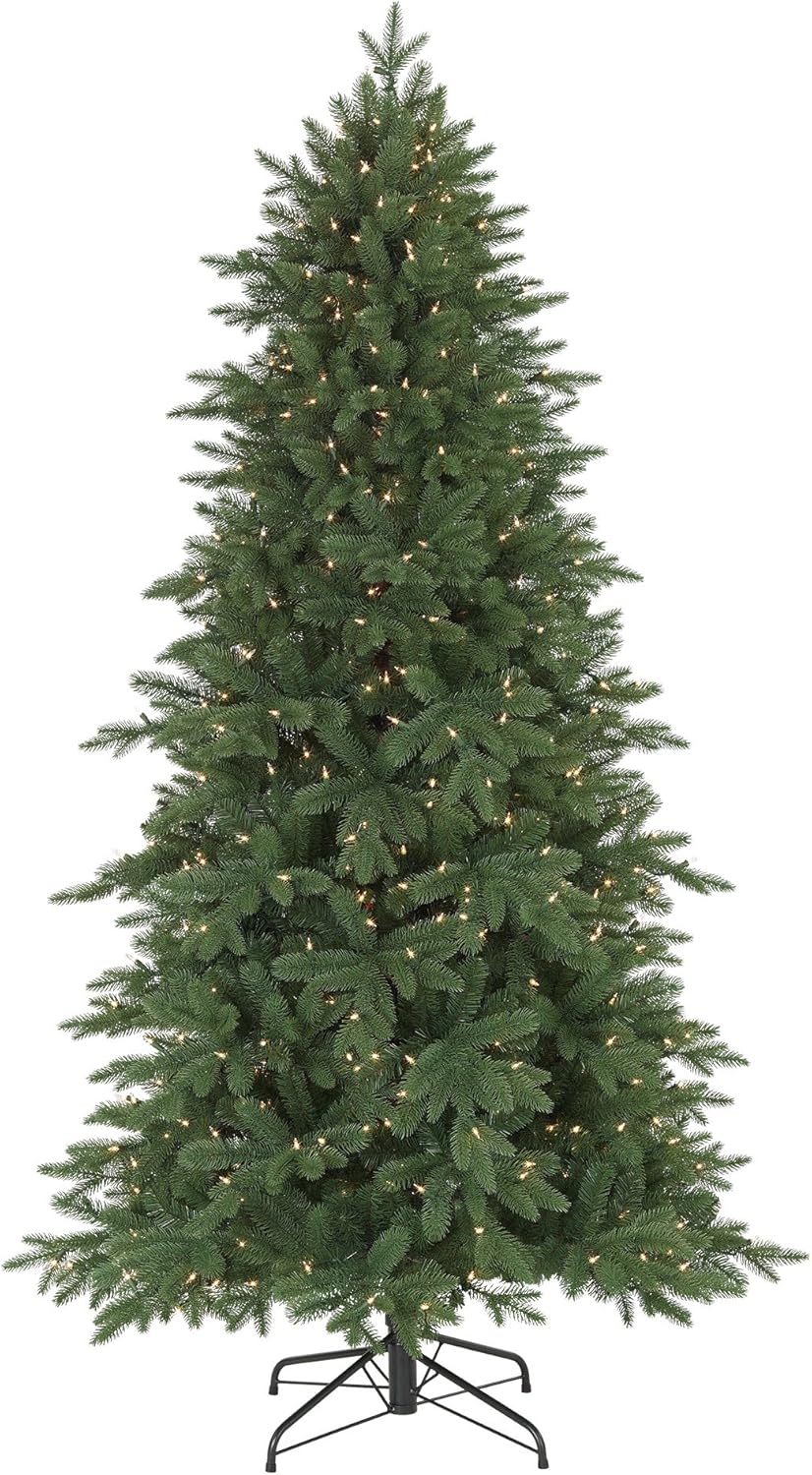 Treetopia Addison Spruce - Artificial Indoor Christmas Tree, Pre-lit with LED Candlelight Clear Lights, 7ft