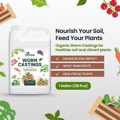 1 Gallon Worm Castings for Plants - Makes 256 Gallons of Earthworm Castings Compost Tea, Liquid Worm Casting – Nutrient-Rich Organic Compost Worms for Healthier Soil & Vibrant Plant Growth