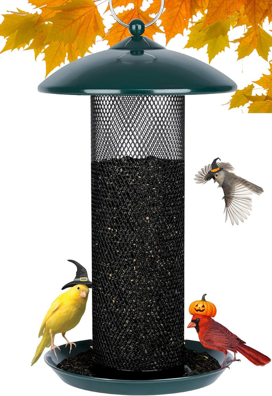 Gtongoko Finch Bird Feeders for Outdoors 2.5 LB Capacity Squirrel Proof Metal Tube Bird Feeders Thistle & Nyjer Seed Hanging Feeder, Green