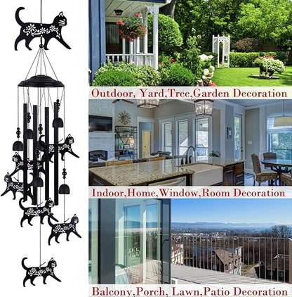 Cats Wind Chimes Outside Decor, Memorial WindChimes, Mobile Bells, Music Wind Catcher, Cat Wind Chimes for Home, Tree, Yard, Patio, Garden Decoration, Gifts for Cat Lovers, Festival Gifts for Mom