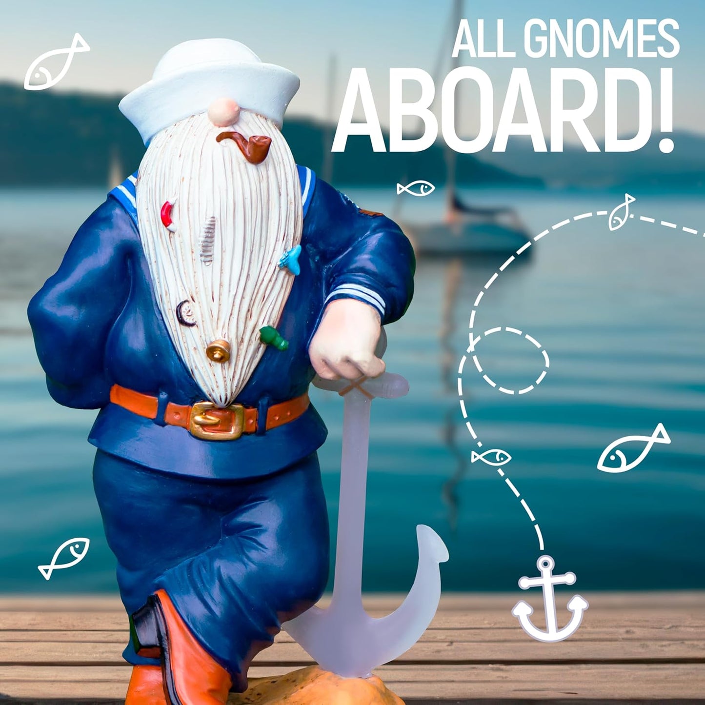 Navy Gnome 11.43" x 5.5", Funny Garden Gnomes, Gnomes Decorations for Yard, Patriotic Garden Decor, Navy Gifts, Army Gnome