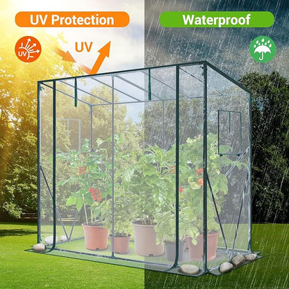 Ohuhu Tomato Greenhouse for Outdoors: Portable Lean to Green House Heavy Duty with Roll-Up Zippered Door, Tall Plastic Greenhouses for Outside Plants Growing Shed Tent for Backyard Transparent