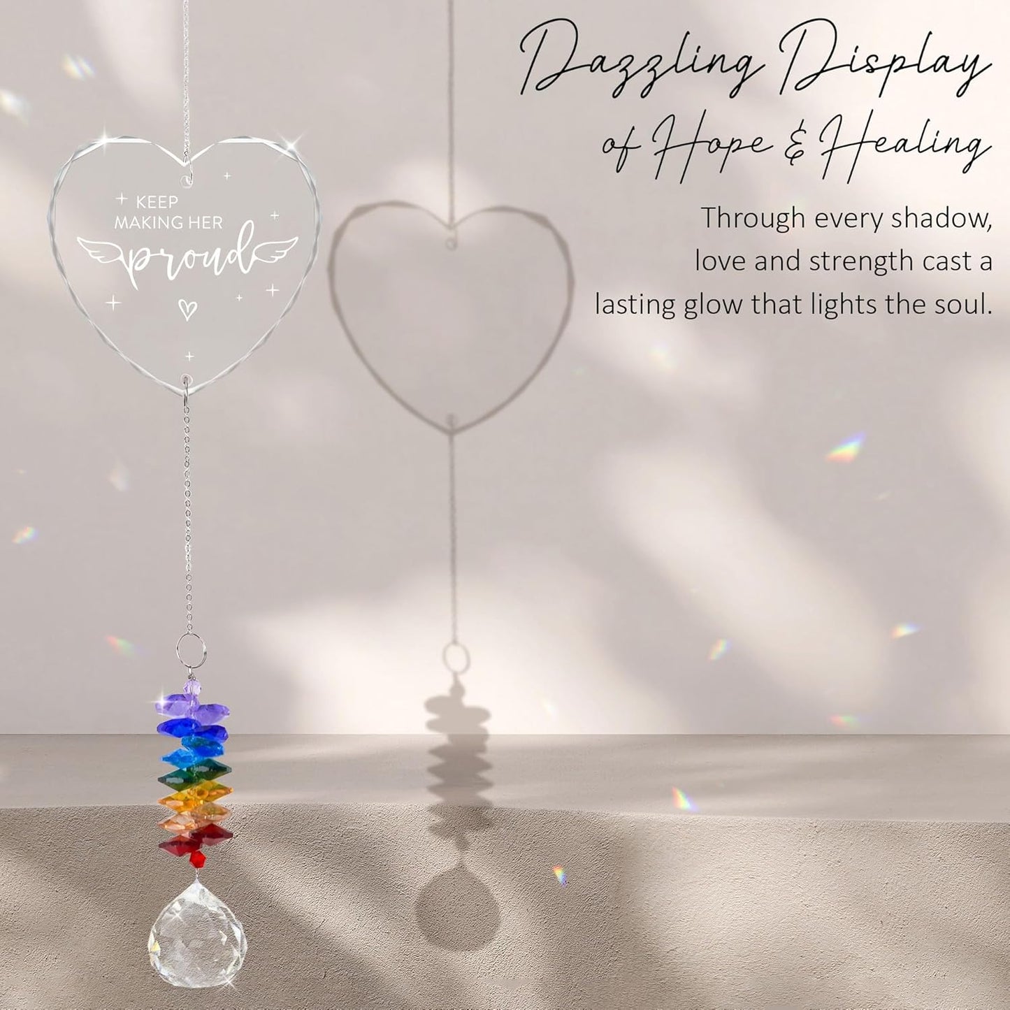 Memorial Suncatcher - Sympathy Gift for Loss of Mother - Crystal Rainbow Maker - Bereavement Keepsake - Hanging Crystal Decor - Loss of Mom - Daily Remembrance