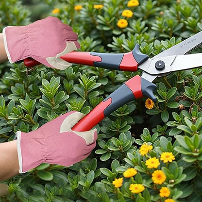 Gardening Gloves, Garden Gloves for Women and Men, Thorn Proof Working Gloves, Durable Leather Work Garden Gloves for Yard & Outdoor Work, Purple, M