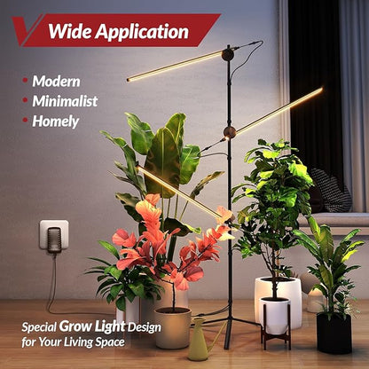Grow Light with Stand for Indoor Plants, 3 Head 45W 168 LEDs Full Spectrum Adjustable Plant Light, 59'' H Tall Premium Aluminum Tripod Floor Stand for Indoor Gardening and Home Decoration