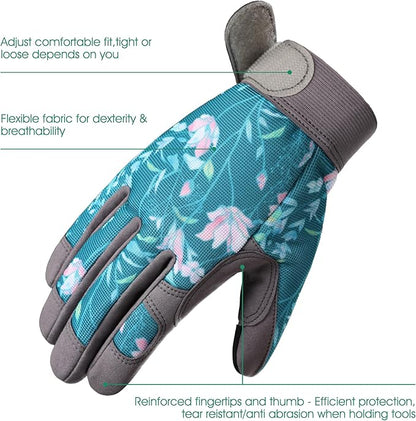 COOLJOB Small Gardening Work Gloves for Women Ladies, Thorn Proof for Rose Pruning, Cactus Handling, Blackberry Bush Planting, Puncture Resistant Anti-Slip Flexible, 1 Pair S Green Glower