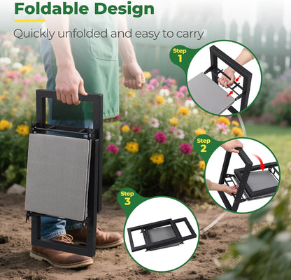 Garden Kneeler and Seat, Folding Garden Stool with 12.6" Soft Kneeling Pad for Kneeling & Sitting, Ideal Gifts for Women, Men, Seniors
