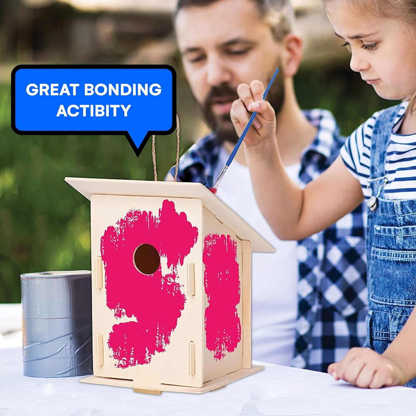 Neliblu 2 Pack Birdhouse Kits for Kids - 6.1" x 5.9" x 3.0" - DIY Craft and Garden Decoration, Pre-cut, Easy to Assemble for Birdwatchers - Includes Paints, Brushes, Birdhouse Kits for Adults to Build