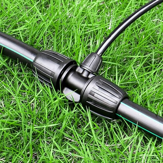 1/2 Inch Drip Irrigation Fittings Kit: 18 Pieces Drip Locked Nut Connectors for 1/2" Drip Irrigation Tubing (1/2" ID x0.6-0.65" OD) Couplings Tees Elbows Plugs Valves Reducing Tees