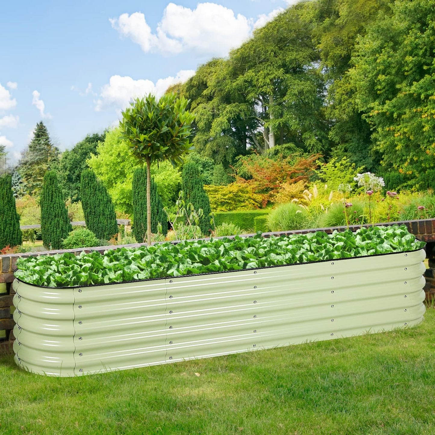 BPS 9-in-1 Metal Raised Garden Bed, 6x3 FT Galvanized Planter, Extra Tall 17" Design for Vegetables and Flowers