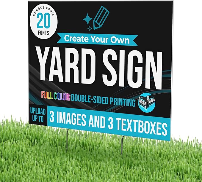 24x18" Double Sided Custom Yard Sign with Metal Stakes, Personalized Full Color Corrugated Yard Sign for Outdoors, Front and Back Custom Printed Personalized Lawn Signs (Design 7)