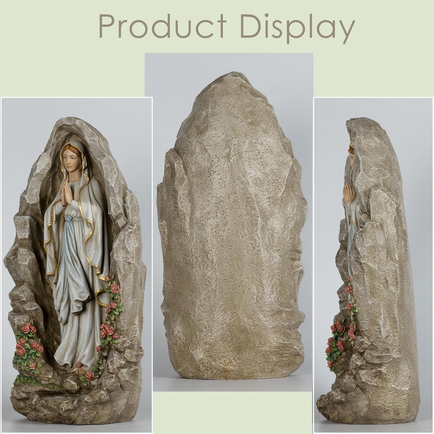 Our Lady of Lourdes Statue - 24 Inches Virgin Mary Statue Outdoor Catholic Garden Decor, Our Lady of Lourdes Grotto Sculpture for Home Yard Patio Lawn Hallway Decor