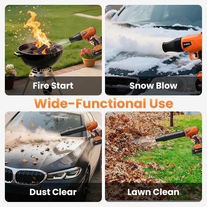 Leaf Blower Cordless, 48V Dual Batteries, 30000 RPM Turbo Jet Blower with Extended Nozzles, Premium Lightweight Handheld Set for Lawn Care, Leaf/Car/Snow/Dust Cleaning in Patio & Yard