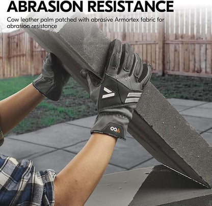 Vgo... Work Gloves for Men,Leather Safety Work Gloves,Scratch protection,Thornproof,Touchscreen(CA7777/CA7780/GA7776/PA7775)