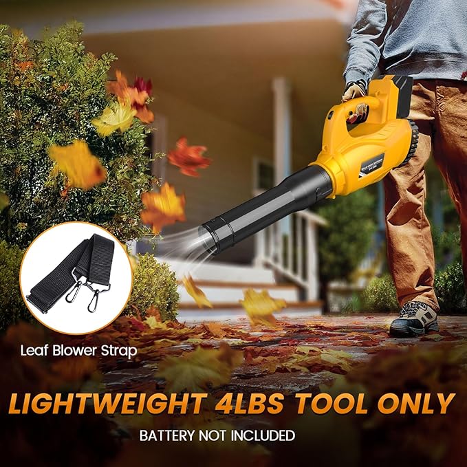 Cordless Leaf Blower (Battery Not Included) Compatible with DeWALT 20V Max Battery, Max 600 CFM/125 MPH Brushless Motor, 6 Variable-Speed, Ergonomic Battery Powered Blowers for Lawn Care, Yard