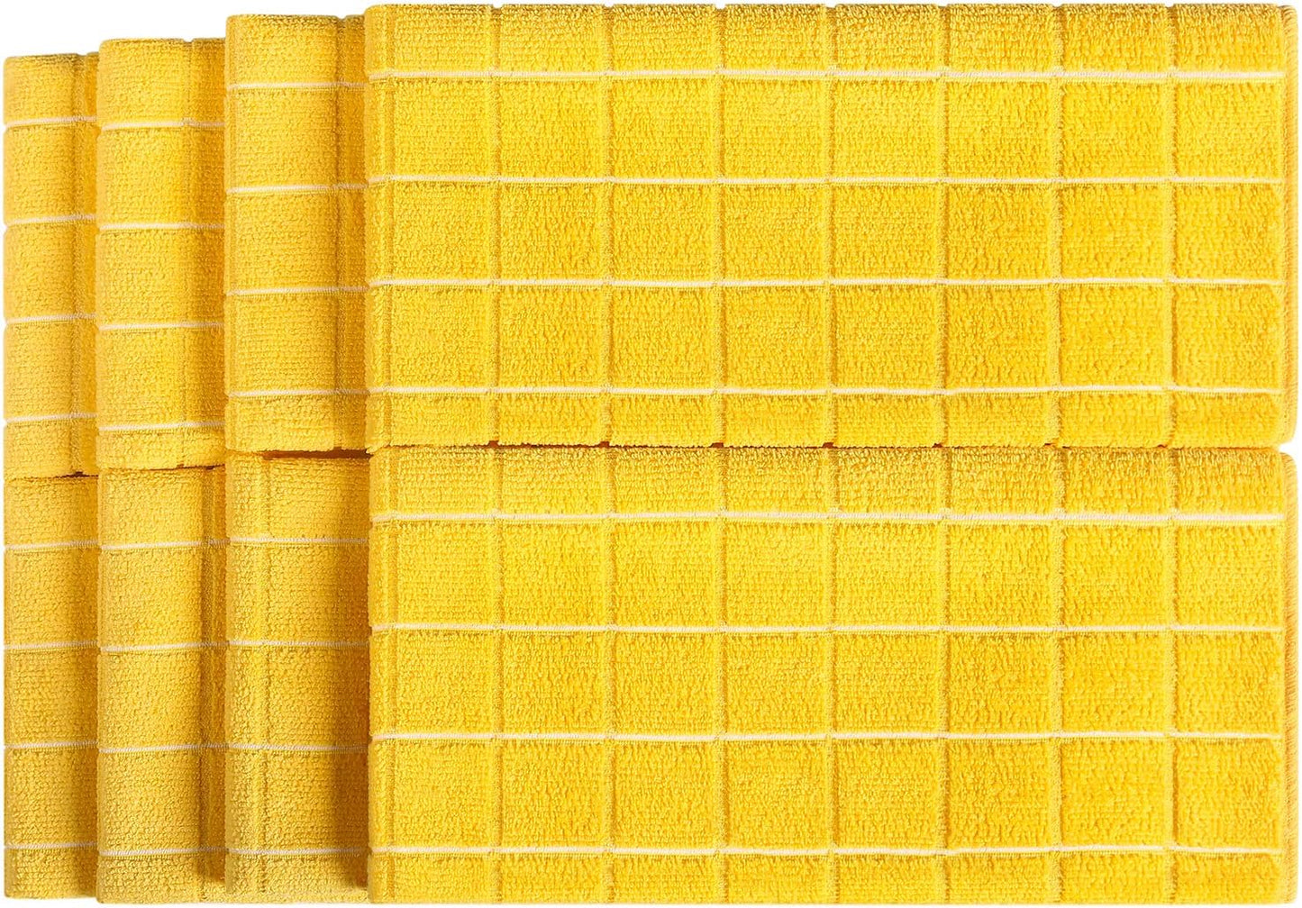 Microfiber Dish Towels - Soft, Super Absorbent and Lint Free Kitchen Towels - 8 Pack (Lattice Designed Yellow Colors) - 26 x 18 Inch (Yellow)