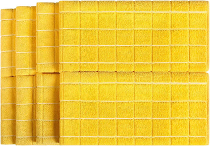 Microfiber Dish Towels - Soft, Super Absorbent and Lint Free Kitchen Towels - 8 Pack (Lattice Designed Yellow Colors) - 26 x 18 Inch (Yellow)